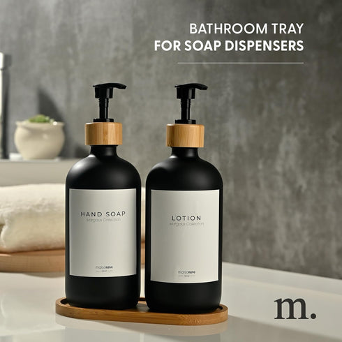 MaisoNovo Bamboo Soap Tray | Wooden-Sink Tray for Bathroom CounterTop | Soap Dispenser Tray | Bathroom Trays for Counter | Bamboo Tray for Bathroo...
