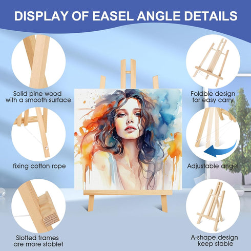 ESRICH 2 Pack 11.8" Wood Easels,Small Tabletop Display Stand,Easel Stand for Painting,Painting Party,Kids Student Tabletop Easels for Painting, Po...