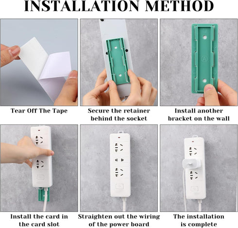 Giantree 6 Pack Self Adhesive Power Strip Holder, Power Strip Holder Desktop Mobile Punch Free Socket Holder, Desktop Socket Fixer for Kitchen Hom...