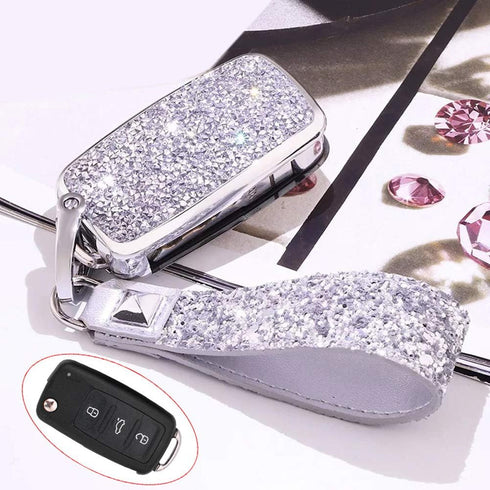 Royalfox(TM) 3 Buttons 3D Bling flip Folding Remote Key Fob case Cover for VW Volkswagen Jetta GTI Passat Golf Tiguan Touareg Beetle Multivan Sagi...