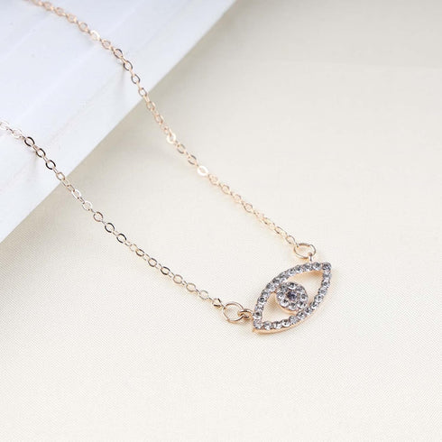 Bohemia Cz Evil Eye Necklace Crystal Eye Pendant Necklace Pave Evil Eye Choker Necklace Gold Lucky Eye Halo Necklace Jewelry for Women and Girls...