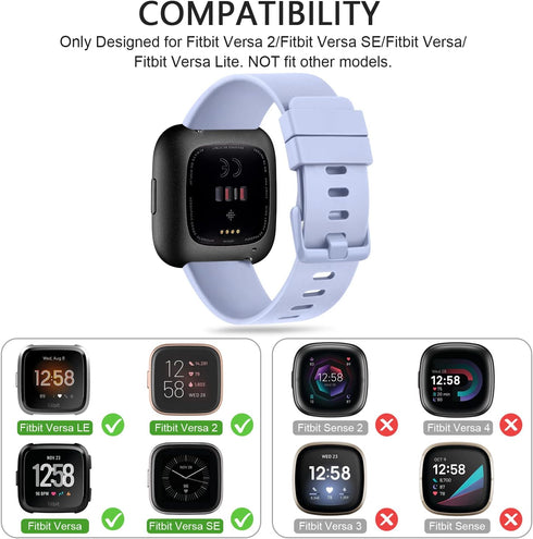 Sport Bands Compatible with Fitbit Versa 2 / Fitbit Versa/Versa Lite/Versa SE, Classic Soft Silicone Replacement Wristbands Straps for Fitbit Vers...