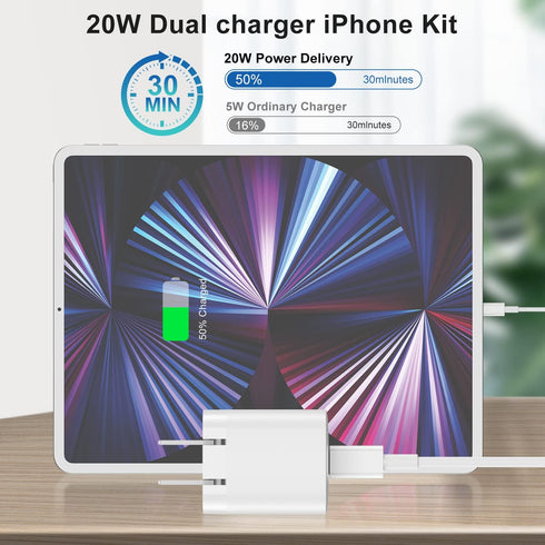 iPhone Car Charger, 20W Dual USB C PD Fast Charging Kit with 6ft MFi Certified Lightning Cables, Compatible with iPhone 14/13/12/11/X Series, iPad...