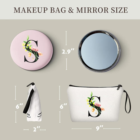 Personalized Makeup Bag,Gifts for Mom Birthday,Initial Gifts for Women,Personalized Gifts,Makeup Bag with Mirror,Bride to be Gifts,Sisters Gifts f...