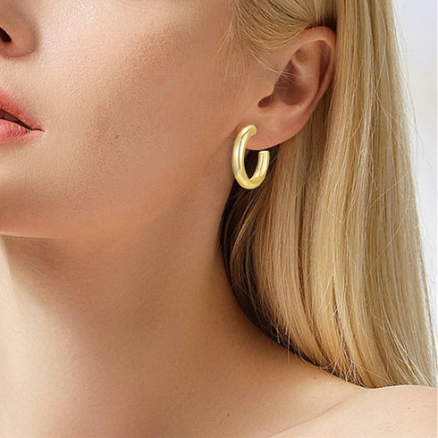 14K Gold Plated Hoop Earrings for Women, 3 Pairs Lightweight Chunky Gold Hoops Earrings Set, Hypoallergenic Trendy Small Huggie Gold Earring Jewel...