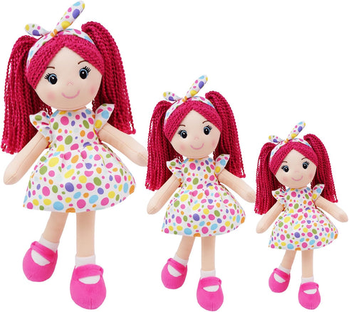 June Garden 18" Snuggle Cuties Sophie - Soft Cuddly Plush Doll Gift for Girls - Huggable Rag Doll - Pink L...
