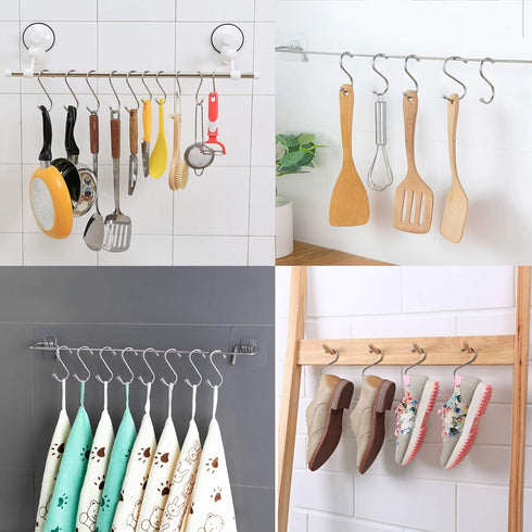 Myfolrena 20 Pack S Hooks for Hanging, 3.4 Inch Metal S Shaped Hook Heavy Duty Hanging Hooks for Pots, Pans, Plants, Bags, Cups, Clothes (Silver)...