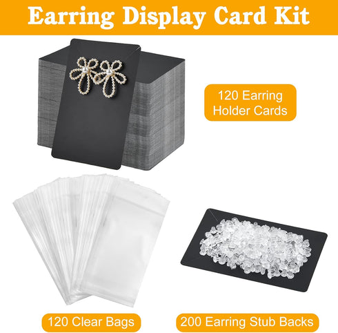 Coopay 120 Pieces Earring Necklace Display Cards Jewelry Holder Cards with 200 Earring Backs and 120 Self-Sealing Bags for Ear Pendants Necklaces ...