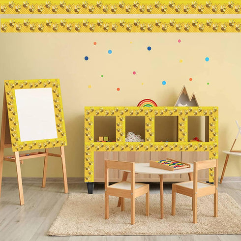 Bee Bulletin Borders 36Ft Bee Honey Bulletin Board Back to School Decoration Borders for World Bee Day Summer Party Home Office Decoration...