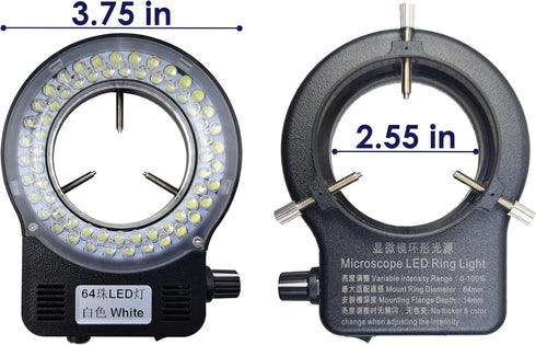 Light Microscope LED Ring Illuminator, Adjustable 64 LEDs Ring Light for Industry Monocular Binocular Trinocular Lab Stereo Microscope & Camera...