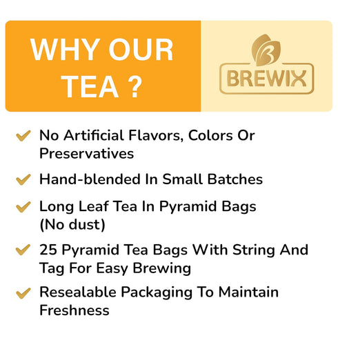 BREWIX, Royal Orange Spice Black Tea (25 Pyramid Tea Bags) | Black Tea with Orange and Spices | Premium Black Tea with Orange | Iced Tea Bags | Ca...