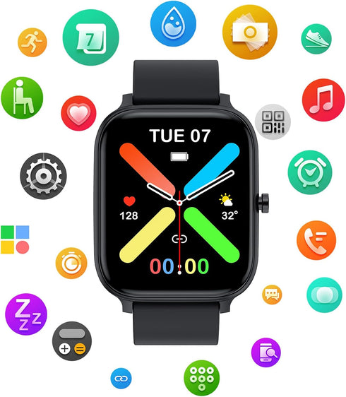 Smart Watch for Men Women Compatible with iPhone Samsung Android Phone 1.69 inch Full Touch Screen IP68 Waterproof Bluetooh Fitness Tracker Heart ...