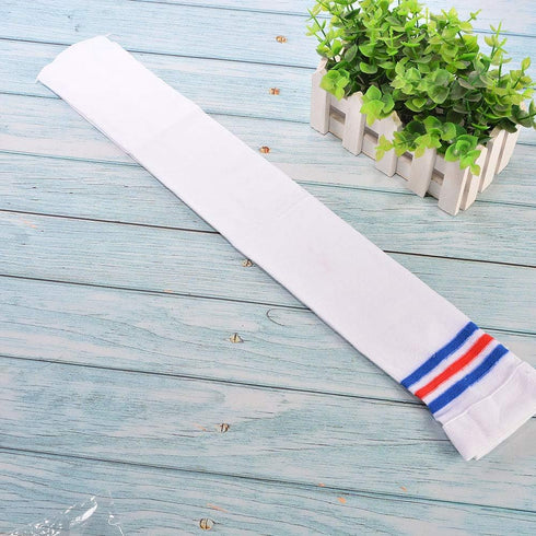 2Pairs/4Pcs Red & Blue Stripes Men Soccer Thigh Stocks High Stockings Velvet Sport Striped Long Socks (Red & Blue)...
