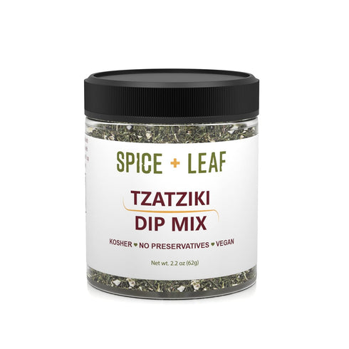 Premium Tzatziki Dip Mix by Spice + Leaf - Vegan Kosher No Preservatives Spice Blend Used to Make Dip, Fish, Chicken Salad, 2.2 oz...