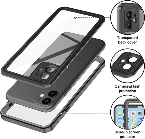 for iPhone 11 Waterproof Case with Screen Protector Full Body Protector Shockproof Dustproof Dirtproof Heavy Duty IP68 Waterproof Case for iPhone ...