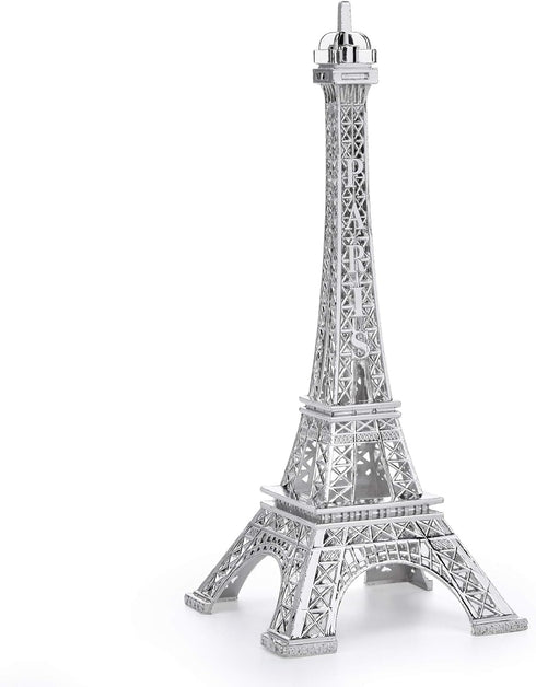 ESHATO Silver Metal Eiffel Tower Statue, 7inch Decorative Figurine Replica Stand Holder for Cake Topper Table Decor Gift Party Home Decoration...