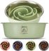 2-in-1 Metal Slow Feeder Dog Bowl, Bestalk Stainless Steel Dog Bowls with Silicone Slow Feeder Insert, Food Grade 304 Water Food Bowl with Anti-Sl...