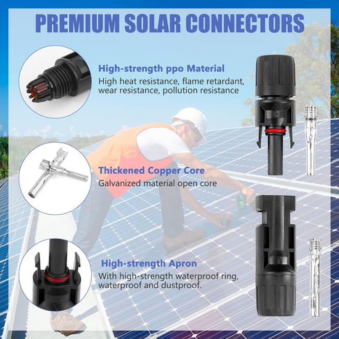 40PCS Solar Panel Connectors, Male/Female Multi-Contact 4 Solar Connectors, IP67 1000V 30A Waterproof Solar Panel Cable Connectors (20 Pairs Solar...