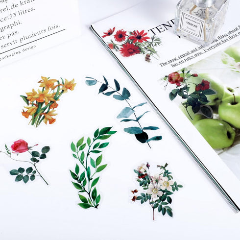 80 Pieces Natural Vintage Flower Stickers for Scrapbooking, Self-Adhesive Scrapbooking Stickers Supplies Journal for Adult Card Making Letters DIY...