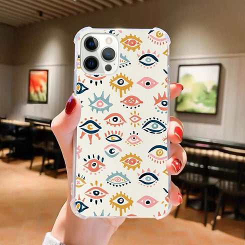 Mystic Evil Eyes Case Compatible with iPhone 15 Pro, Aesthetic Hippie Colorful Eyes Case for iPhone 15 Pro for Teens Women Men, Trendy Cool TPU Ca...
