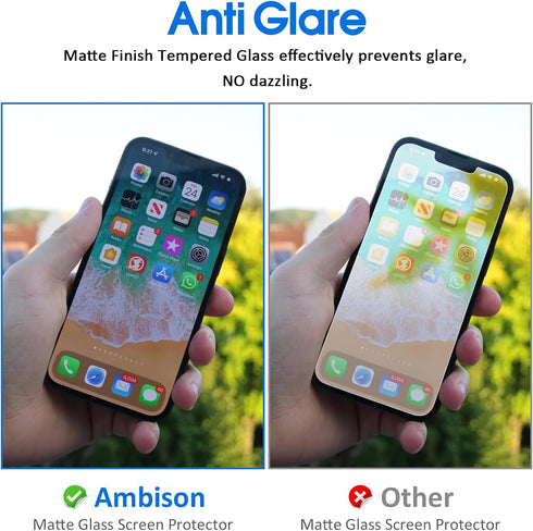 Ambison [2 Pack Matte Glass Screen Protector Designed for iPhone 14 2022/iPhone 13/13 Pro, Install Frame/Bubble Free/Anti-Glare&Fingerprint, 9H Te...