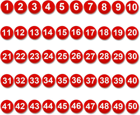 50pcs 1-50 Magnetic Numbers, Magnets with Numbers Round Number Refrigerator Magnets Number Magnets for Whiteboard Dry Erase Boards Home Classroom ...