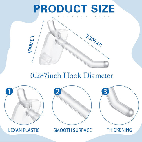 120 Pcs 2.4 Inch Plastic Pegboard Hooks Peg Board Shelving Hooks Pegboard Locking Hooks for Peg Boards Craft, Storage, Garage, Kitchen, Tools and ...