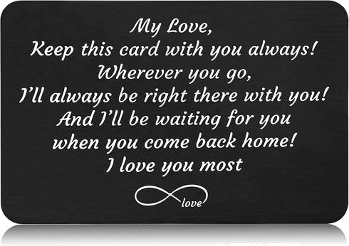 Sentimental Engraved Wallet Insert Card Decor Gift for Boyfriend Husband Fiancé From Wife Girlfriend-Fathers Day Christmas Birthday Valentines Day...