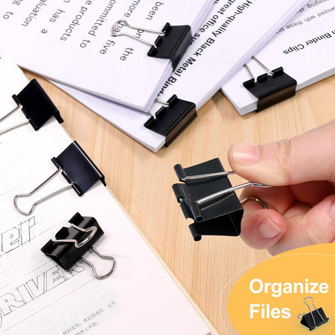 Coideal Black Binder Clips Medium, 1.25 Inch Black Metal Paper Clips 24 Pcs 32mm Foldback Bull Clip Clamps for Office School (1 1/4 Inch)...