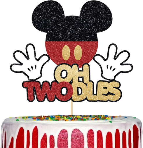 Oh Twodles Mouse Cake Topper 2nd Birthday Party Supplies Cake Decorations Second Birthday Party Theme...