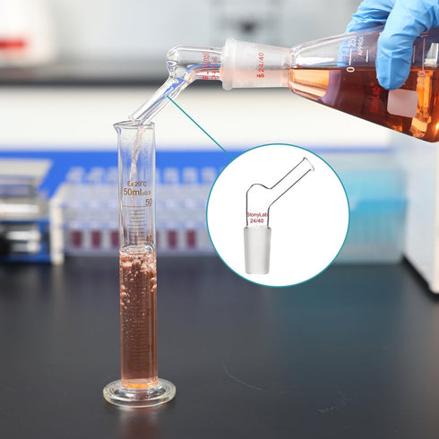 stonylab Angled Glass Adapter, Borosilicate Glass Pour Out Adapter with 14/20 Standard Inner Joint Liquid Pouring Adapter for Laboratory Lab Suppl...