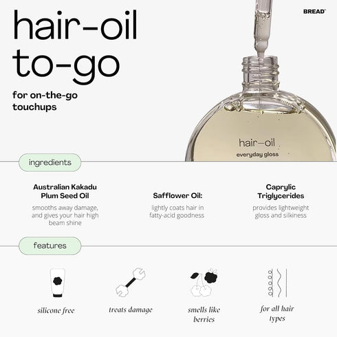 Bread BEAUTY SUPPLY hair-oil: Everyday Gloss To-Go | For All Hair Types | Silicone Free, Colour Safe, Cruelty-Free | 1.69 fl. Oz....