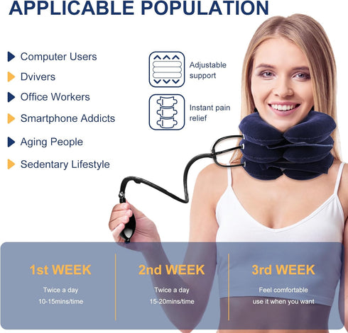 Hotodeal Cervical Neck Traction Device, Neck Stretcher for Instant Neck Pain Relief,Inflatable & Adjustable Neck Support Brace Neck Traction Pillo...