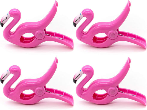 AUEAR, Lovely Towel Clips Chair Holders for The Beach or Home Patio Holiday Pool and Chaise Supplies Accessories Portable Secure (Pink Flamingo, 4...