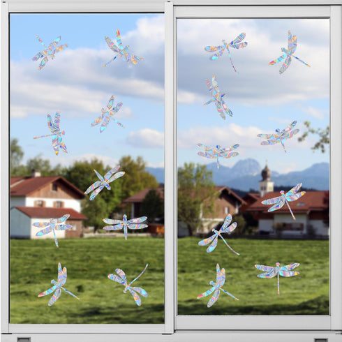 30 Pieces Dragonfly Anti-Collision Window Clings - Glass Reminder Prism Decals - Avoid Birds Strikes – Decorate Your Glass Doors, JD012QINGTING...