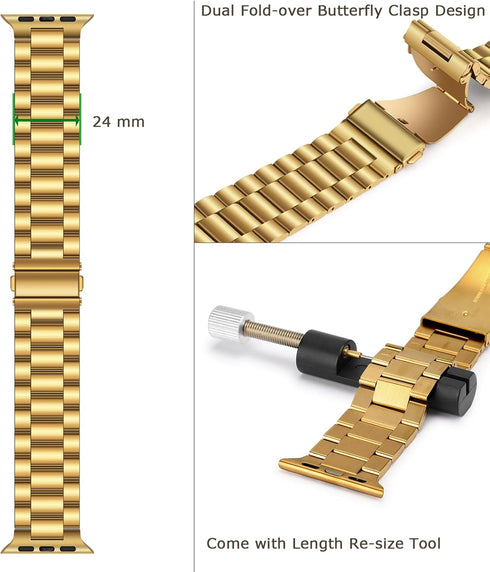 Tasikar Band Compatible with Apple Watch Band 42mm (Series 10) 41mm 40mm 38mm Premium Stainless Steel Metal Replacement Strap Compatible with Appl...