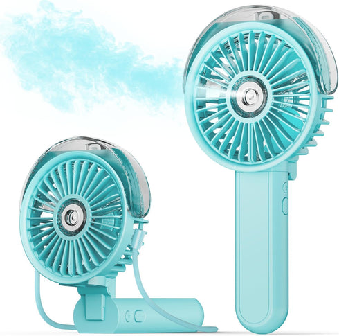 SWEETFULL Portable Misting Fan - 180° Foldable Handheld Personal Fan with Mist Spray, 3 Speeds, 30ml Water Tank, USB Rechargeable - Ideal for Trav...
