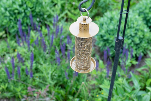 Nat & Jules Small Matte Bronze 9 inch Metal Hanging Outdoor Bird Feeder...