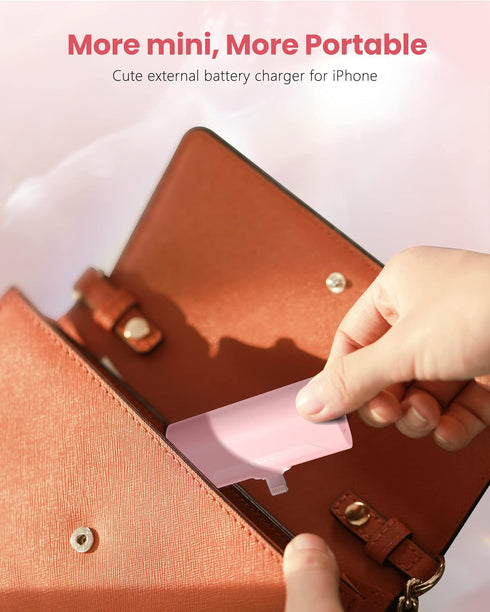 Pink Small Portable Battery Charger 4800mAh, Tiny Power Bank Ultra-Compact 15W Fast Charging Mini Battery Pack Power Charger for iPhone 14 Pro/13/...