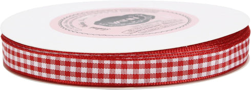 VATIN Red and White Gingham Ribbon, 3/8 x 25Yd Craft Plaid Ribbon Use for Gift Wrapping,Party Decoration,Hair Accessories Craft and Christmas Gift...