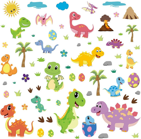 CCINEE 85 PCS Dinosaur Window Cling Decals for Kids,Assorted Cute Dinosaur Foot Print Eggs Window Sticker Decorations for Kids Toddlers...