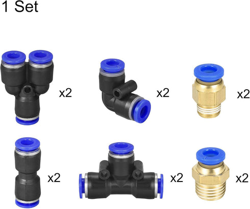 uxcell Pneumatic Air Hose Tubing PU Air Compressor Tube 4mm(5/32'') ID x 6mm(1/4'') OD x 10m/32.8Ft Pipe Blue with Connect Fitting Kit...