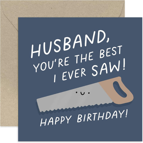 Old English Co. Funny Card for Husband Birthday - 'Best I Ever Saw' Pun Birthday Card for Him - Male Birthday Card for Men - DIY Home Improvement ...
