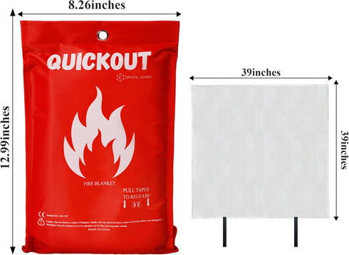 C CRYSTAL LEMON Fire Blanket Kitchen, Fire Blanket Fire Suppression Blanket, Fire Blanket Emergency, Emergency Survival Safety Cover for Kitchen, ...