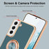 Compatible With Samsung Galaxy S21 Case, Finger Ring Holder With Rose Gold Plating Design for Women Girls, Rotating Kickstand, Magnetic Shockproof...