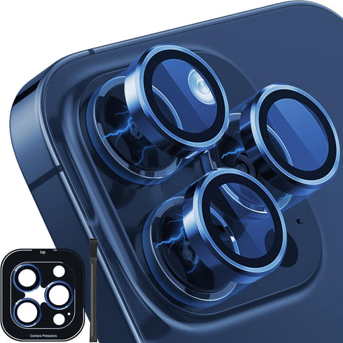 for iPhone 15 Pro/iPhone 15 Pro Max Camera Lens Protector, Metal Ring Plus 9H Tempered Glass Screen Protection Case Friendly Camera Cover for iPho...
