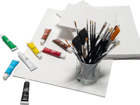 Hello, Artist! 25 Piece Craft Brush Value Pack, Suitable for All Creatives, for Use with Acrylic, Watercolor, Tempera, Gouache, and More...