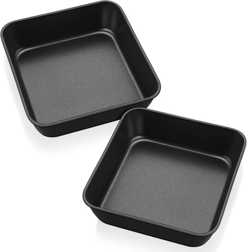 P&P CHEF 6” Square Cake Pans for Baking, 2-Piece Small Square Lasagna Brownie Pan, Stainless Steel Core with Non-stick Coatings, Easy to Use & Lea...