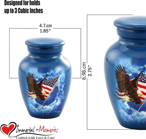 American Glory Keepsake Urn - American Flag with Eagle Mini Urn for Ashes - Token Urn - Patriotic Mini Jar - American Flag Soaring Eagle Sharing U...