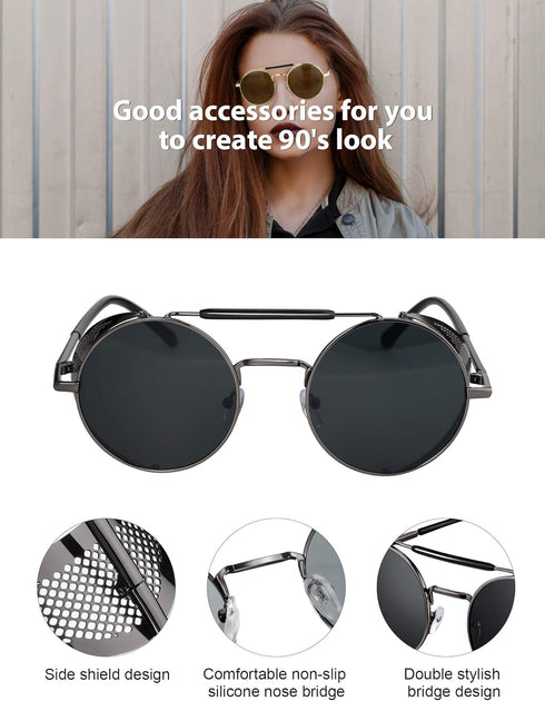 4 Pairs Steampunk Sunglasses Retro Gothic Sunglasses Unisex Vintage Glasses...